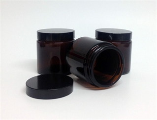 3 braune Glas-Tiegel 100ml mit schwarzem Deckel Kosmetex Kosmetik-Dose, Salbentiegel, Cremedose 3 x 100ml