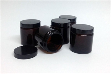 5 braune Glas-Tiegel 100ml mit schwarzem Deckel Kosmetex Kosmetik-Dose, Salbentiegel, Cremedose 5x 100ml