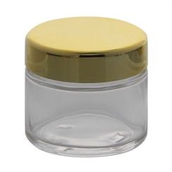 Klarer Glas-Tiegel 100ml mit goldenem Deckel Kosmetex Kosmetik-Dose, Salbentiegel, Cremedose 1x Deckel-Gold