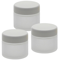 3 matte Glas-Tiegel 100ml mit weißem Deckel Kosmetex Kosmetik-Dose, Salbentiegel, Cremedose 3x Deckel-Weiss