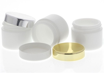 Weißer Glas-Tiegel 100ml mit Deckel, Leere Glas-Dose, Kosmetex weisses Glas Kosmetik-Dose, Salbentiegel, Cremedose 