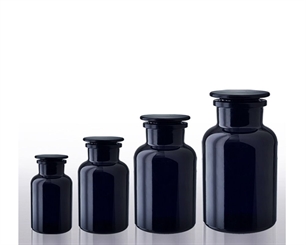 4er Mix Set Apothekerglas Mironglas Violett-Glas, Kosmetex Apothekerflasche, rund m. Glasstopfen Miron 4× mix Set