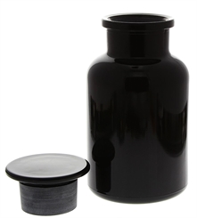 Apothekerglas Mironglas Violett-Glas, 1 Ltr. Kosmetex Apotherkerflasche mit Glasstopfen, 1000 ml, rund Miron 