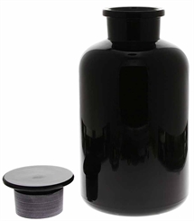 Apothekerglas Mironglas Violett-Glas, 2 Ltr. Kosmetex Apotherkerflasche mit Glasstopfen, 2000 ml, rund m. Miron 