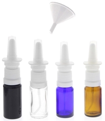 4x Leere Nasenspray-Flasche 10ml mit kl. Trichter, Kosmetex Glas Nasenzerstäuber Vaporizer Nasensprühflasche 