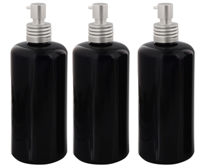 Violett-Glas Violett Lotion Pump-Flasche 200ml, Kosmetex silber Alu Pumper, Spender-Flakon Miron, leer 3× 200 ml