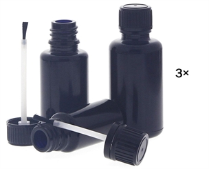 Pinselflasche violett Kosmetex 5ml Glas-Flasche lichtschützendes Miron Violettglas, Flasche mit Pinsel 3 x 5ml