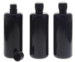 Violettglas-Tropfflasche, Miron Glasflasche, 100 ml Kosmetex Violett-Flasche f. Tropfen, mit Tropfer, leer 3 x 100 ml