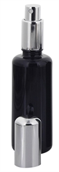 Violettglas Sprühflasche, m. silber Pumpe, Zerstäuber Kosmetex Mironglas Flakon, Glas-Flasche, stark lichtschützend, leer, 50 ml 1× 50 ml Violettglas