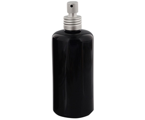 Miron-Glas Violett Zerstäuber-Flasche 200ml, Kosmetex silber Alu Pumpzerstäuber, Sprüh-Flakon, leer 