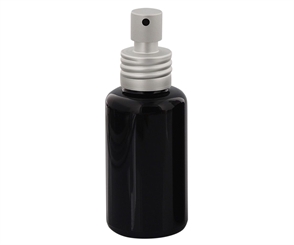 Miron-Glas Violett Zerstäuber-Flasche 50ml, Kosmetex silber Alu Pumpzerstäuber, Sprüh-Flakon, leer 