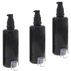 Gelspender aus Violettglas, kleine Glasflasche, Kosmetex schwarzer Gel-Pumper für lichtempfindliche Lotionen, Gele 3 x 100 ml