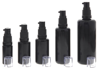 Gelspender aus Violettglas, kleine Glasflasche, Kosmetex schwarzer Gel-Pumper für lichtempfindliche Lotionen, Gele 