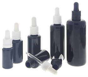 Violettglasflasche Miron-Glas mit Pipette, leere violette Glas-Flasche, Kosmetex Pipettenflasche mit Pipettenmontur 