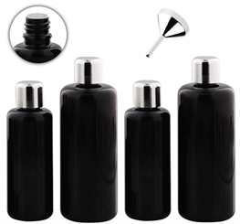 Mironglas m. Spritzverschluß 2x 50ml, 2x 100 ml, 1x kl. Trichter, Kosmetex Violett-Glas leere Flasche 100ml m. Tropfverschluss 3mm 
