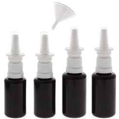 Leere Nasenspray Miron-Glas Flasche 2x 20, 2x 30ml kl. Trichter , Nasen-Zerstäuber Kosmetex Violettglas Vaporizer 
