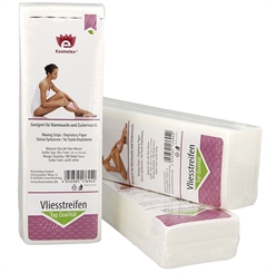 Kosmetex Vliesstreifen 300 Stück für Wachs, Vlies-Streifen 20cm für die Haarentfernung mit Warmwachs und Zuckerpaste 300 Stück