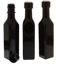 Mironglas Ölflasche 250 ml Eckig, Violett-Glas, Essig-Flasche, Kosmetex Lichtschutz-Flasche, Wasserflasche Miron eckig 3× 250 ml