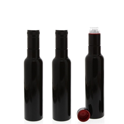 Mironglas Ölflasche 250ml m. Ausgießring, Violett-Glas Essig-Flasche, Kosmetex Lichtschutz-Flasche Miron, rund 3× 250 ml