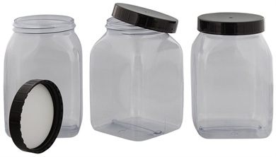Vierkant-Weithals Behälter m. Schraubverschluss, Dose, Kunststoff Kosmetex Schraubdose, Plastik-Dose, leer, 1000 ml 3× 1000 ml
