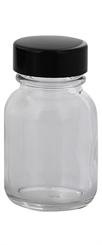 Klarglasflasche m. Kunststoff Deckel, Weithals-Flasche, 50 ml Kosmetex Glasdose aus Klarglas, leer 