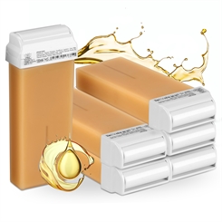 Kosmetex Wachspatrone  Argan Öl, Titanium Warmwachspatronen Roll-on für Haarentfernung, Roller Breit, 100ml 6 Stück