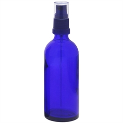 Blauer Glas Flakon, Kosmetex Blauglas-Flasche mit Zerstäuber, Sprühflasche 100ml, Glasflasche mit Pumpzerstäuber 