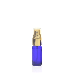 Blauglas Zerstäuberflasche, Sprühflasche, Gold Pumpzerstäuber. Kosmetex Parfümflakon 