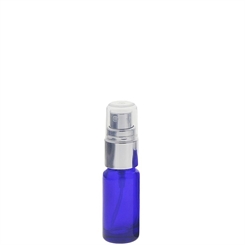 Blauglas Zerstäuberflasche, Sprühflasche mit silbernen Pumpzerstäuber. Kosmetex Parfümflakon 