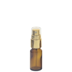 Braunglas Sprühflasche Zerstäuberflasche mit gold. Pumpzerstäuber. Kosmetex Parfümflakon 