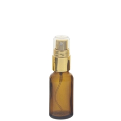 Braunglas Sprühflasche Zerstäuberflasche mit gold. Pumpzerstäuber. Kosmetex Parfümflakon 