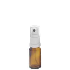 Braunglas Zerstäuberflasche mit weißem Pumpzerstäuber. Kosmetex Parfümflakon 