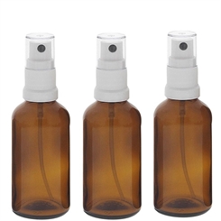 Braunglas Sprühflasche, Zerstäuberflasche mit Pumpzerstäuber. Kosmetex Parfümflakon 3 x 50 ml