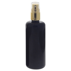 Violettglas Sprühflasche, stark lichtschützend, Lila Miron Glas-Flasche mit gold. Pumpzerstäuber, Flakon Kosmetex 