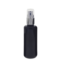 Violett Mironglas Sprühflasche, stark lichtschützend, Miron Glas-Flasche mit silber. Pumpzerstäuber Kosmetex, Flakon 