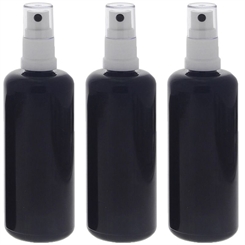 Violett Mironglas Sprühflasche, stark lichtschützend, Glas-Flasche mit weißem Pumpzerstäuber, Flakon Kosmetex 3 x 100 ml