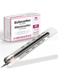 50x Einweglanzette, Kosmetex Milienlanzette, Blutlanzette, sterile Stainless Steel Lanzette für Milien 