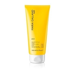 Maria Galland 201 SOIN PROTECTEUR SATINÉ SPF 15,200ml Sonnencreme für Gesicht und Körper,bioaktiver Reparatur-Komlexl 