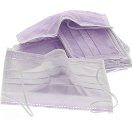 50x Mundschutz 3-lagig 99% mit Nasenbügel, latexfrei, Einweg OP Maske Lila
