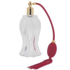 Glas-Flacon, Tisch-Zerstäuber für Parfüm mit Ballpumpe - Quaste, Kosmetex Pumpzerstäuber f. Raumduft, Körperspray 175 ml 