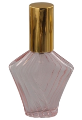 Rose Glas Flakon Flora Fleur, 30 ml Parfümzerstäuber, leer mit Zerstäuber Farbe Gold, rosa, Kosmetex 