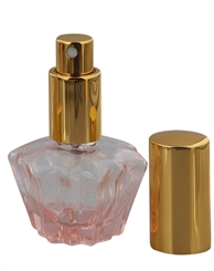 Rose Glas Flakon Sternform, 20 ml Parfümzerstäuber, leer mit Zerstäuber Farbe Gold, rosa, Kosmetex 