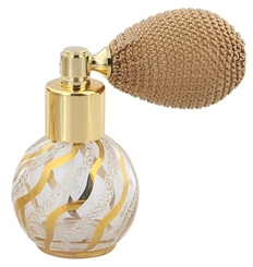 Zerstäuber für Parfüm, Flacon mit Ball-Pumpe, Echtgold Bemalung mit 24 Karat Gold, Kosmetex Pumpzerstäuber, 15ml 