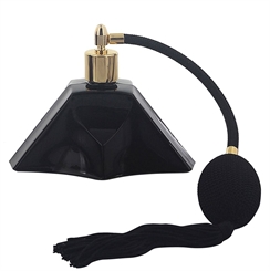Zerstäuber für Parfüm, Flakon, m. Ball und Quaste Kosmetex, schwarz, leer, 100ml 