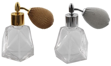 Glas-Flacon 50 ml, Zerstäuber mit Ballpumpe für Parfüm, Kosmetex Kuppelform 