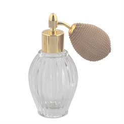 Tisch-Zerstäuber für Parfüm, Glas-Flacon, Kosmetex Pumpzerstäuber, golden mit Ballpumpe 35 ml Ballpumpe gold