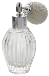 Tisch-Zerstäuber für Parfüm, Glas-Flacon, Kosmetex Pumpzerstäuber, silber mit Ballpumpe 35 ml Ballpumpe silber