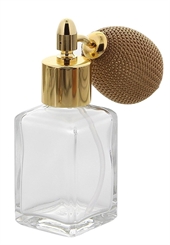 Glas-Flakon, Parfüm-Zerstäuber m. Gold Ballpumpe 30 ml Kosmetex Pump-Zerstäuber f. Colognes, leer 