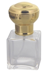 Flakon für Parfüm, 50 ml Flacon, gold. Kosmetex kubischer Pumpzerstäuber 50 ml gold