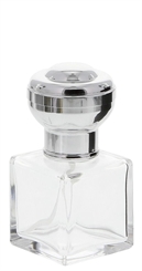 Flakon für Parfüm, 50 ml Flacon, silber. Kosmetex kubischer Pumpzerstäuber 50 ml silber